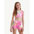 thumbnail image 1 of Justice Reversible Keyhole Teen Sports Bra for Girls with Paint Effect Print, Sizes XS-XL, 1 of 5
