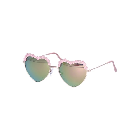 Justice Girls Pink Flower Heart Sunglasses