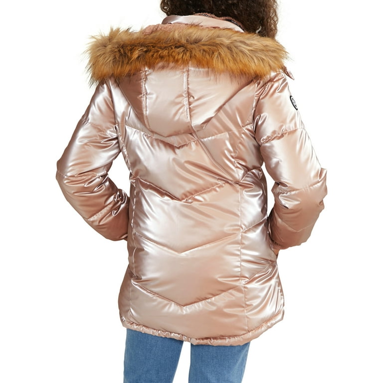 Justice Girls Puffer Jacket with Faux Fur Lined Hood, Sizes 5-18