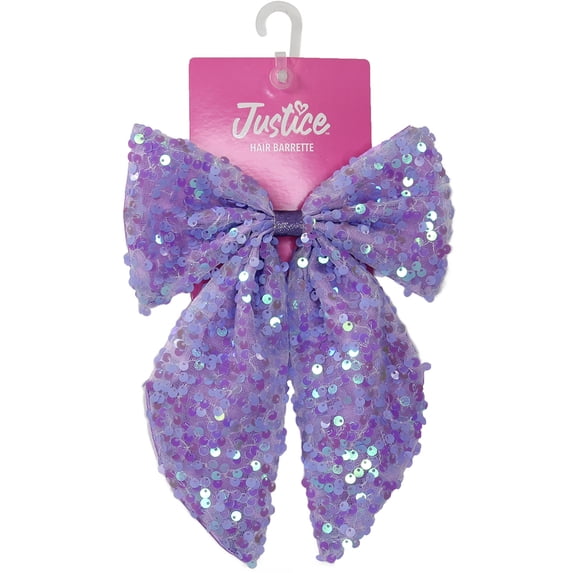 Justice Girls Purple Iridescent Bow Barrette with Sequins