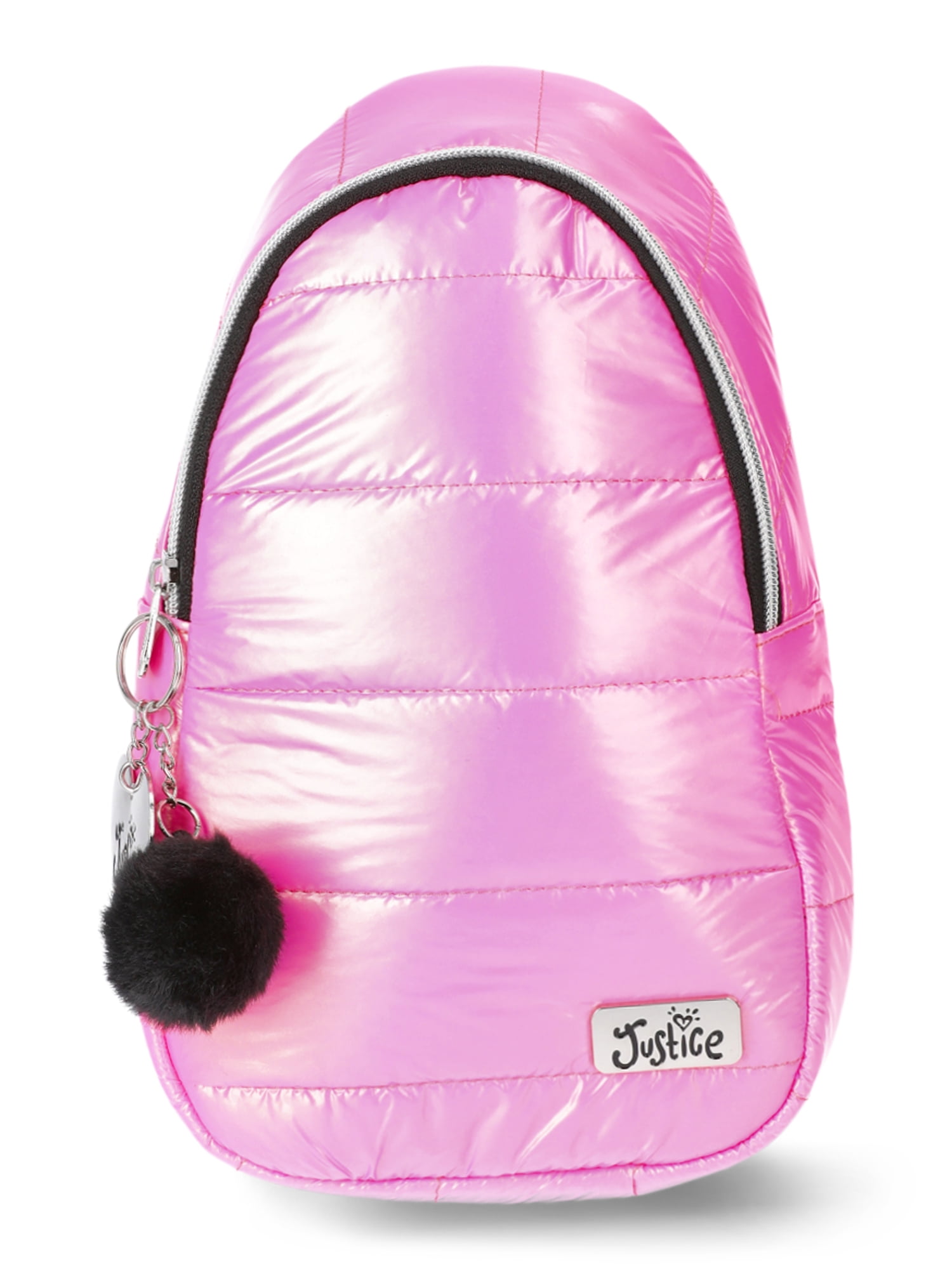 Justice Girls Quilted Puffer Sling Bag Pink