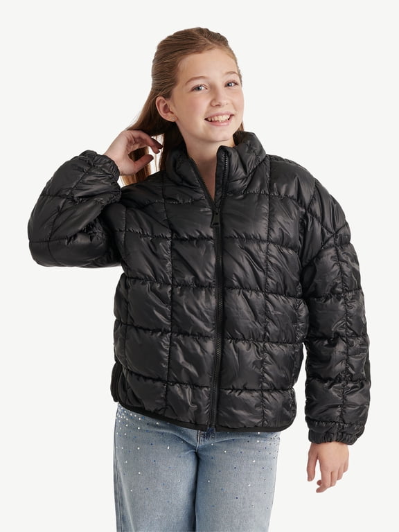 Girls Quilted Square Jacket, Sizes XS - XL