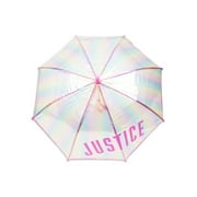 Justice Girls Rain Stick Umbrella, Curved Handle, Irridecent