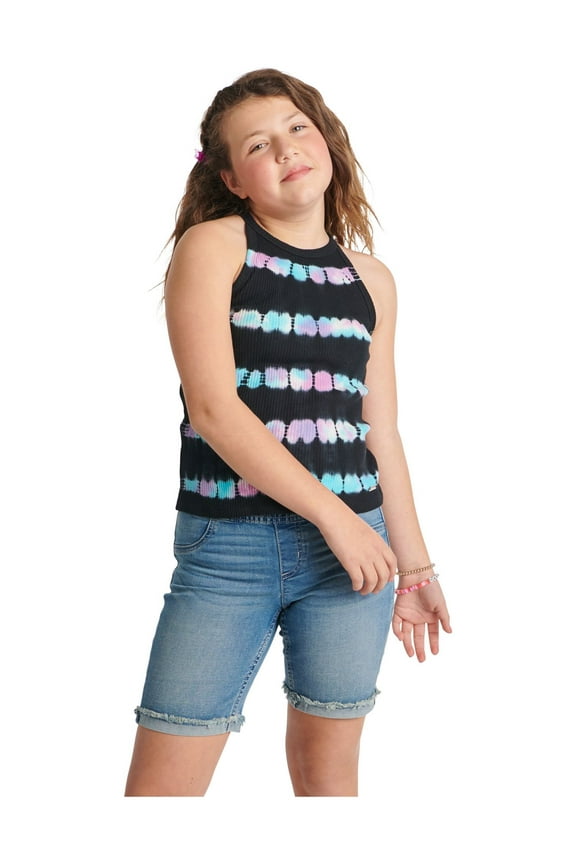 Girls Ribbed High Neck Tank Top, Sizes XS-XLP