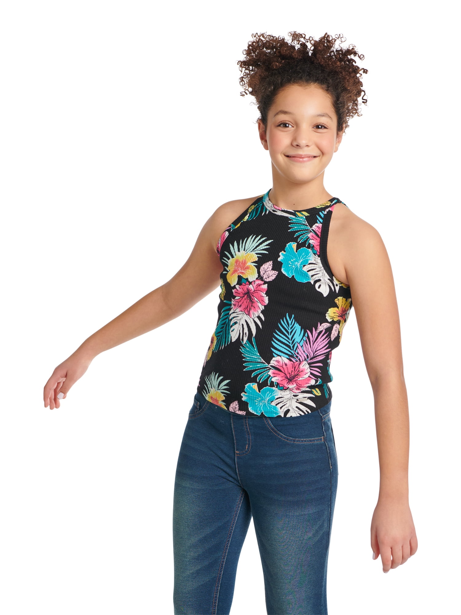 Justice Girls Ribbed High Neck Tank Top, Sizes XS-XLP - Walmart.com