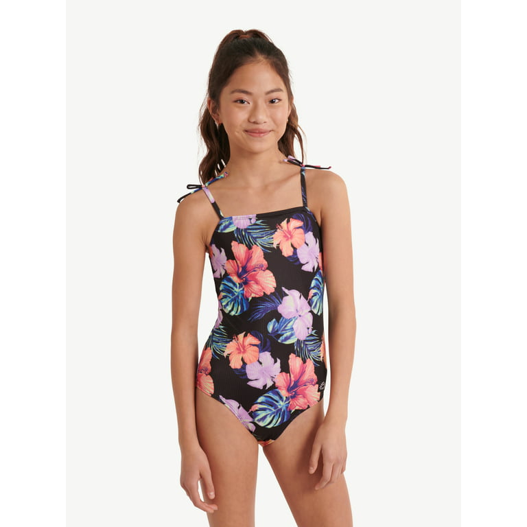 Justice Girls Ribbed One Piece Swimsuit, Sizes 5-18