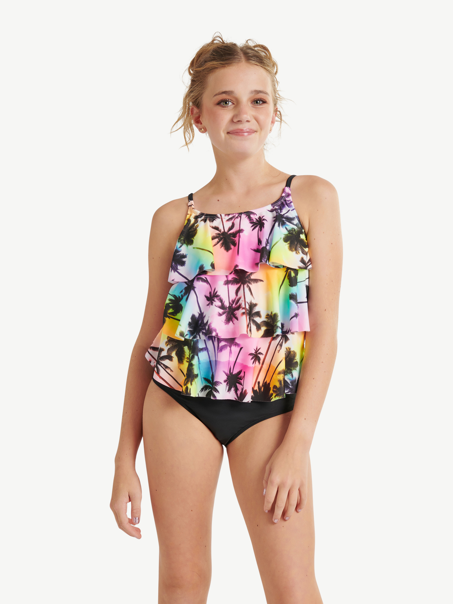 Justice Girls Ruffle Tankini Top with Bikini Bottom 2Piece Swimsuit