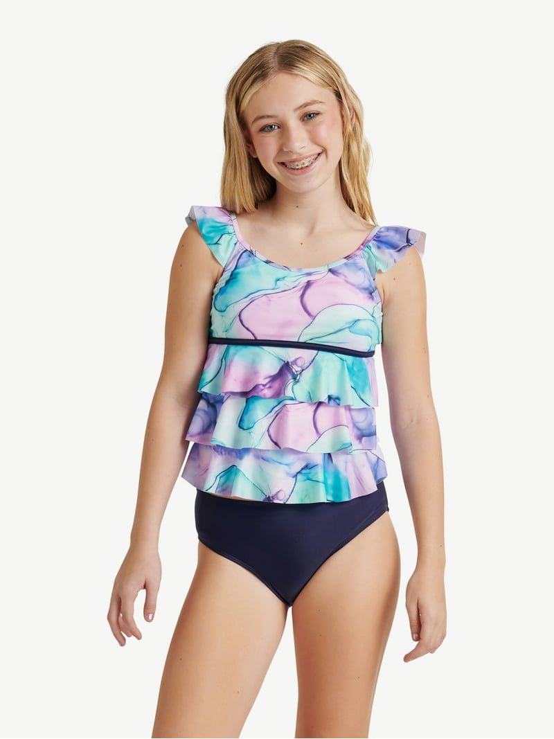 Justice Girls Ruffle Tankini Top with Bikini Bottom 2-Piece