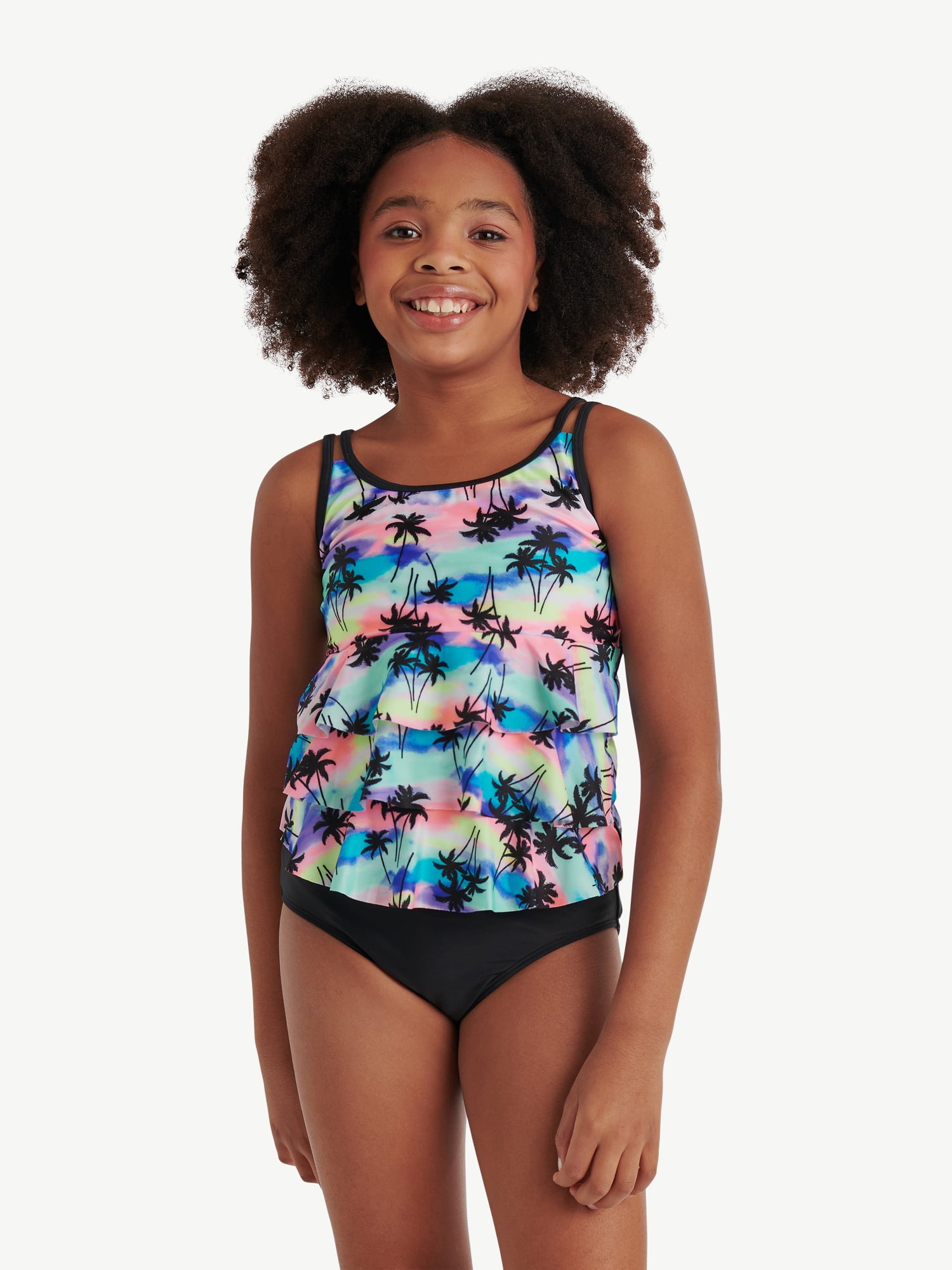 Justice Girls Ruffle Two Piece Tankini Swimsuit, Sizes XS-XL