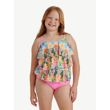 Justice Girls Ruffle Two Piece Tankini Swimsuit, Sizes XS-XL