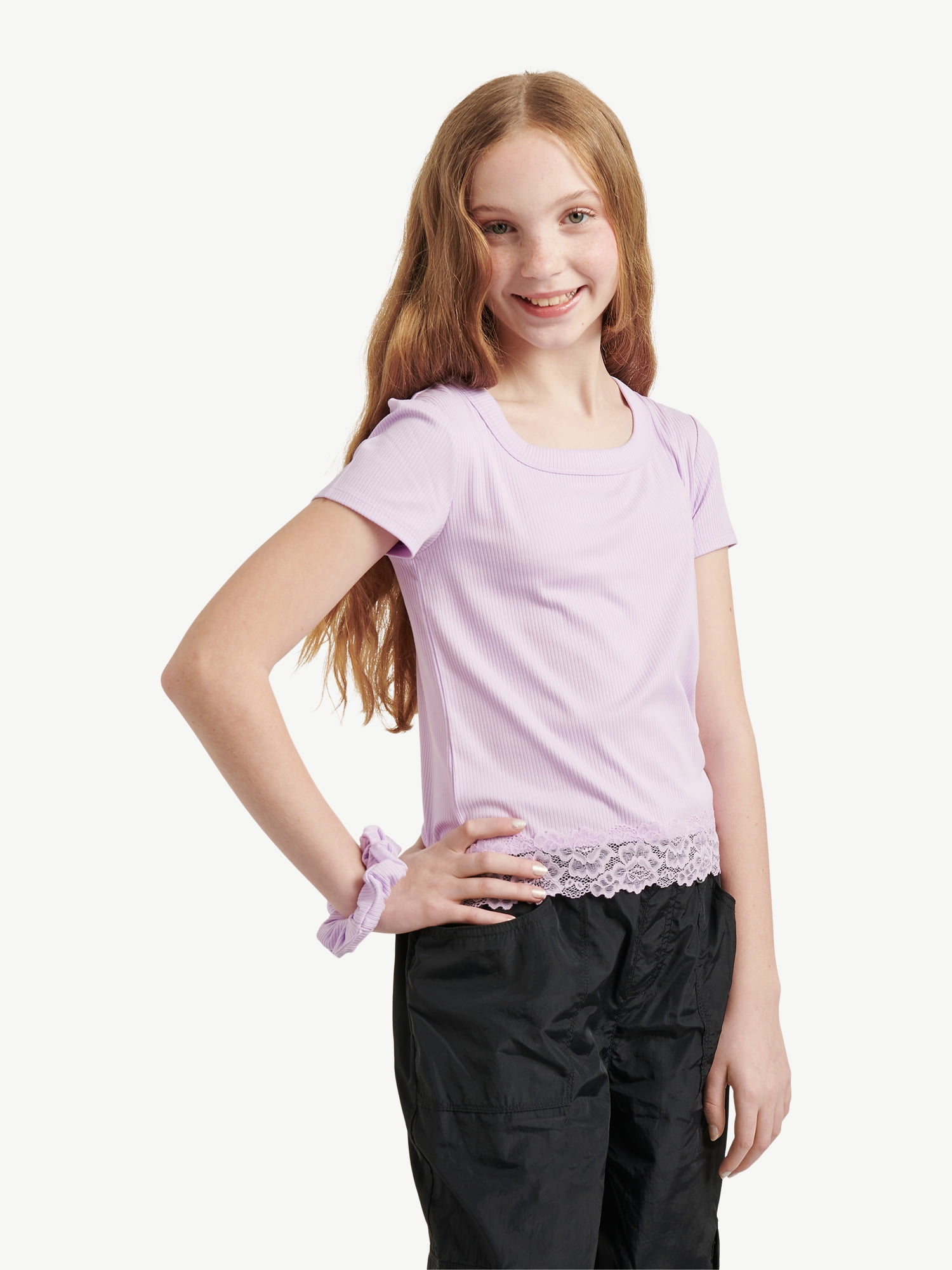 Girls Textured Scoop Crop