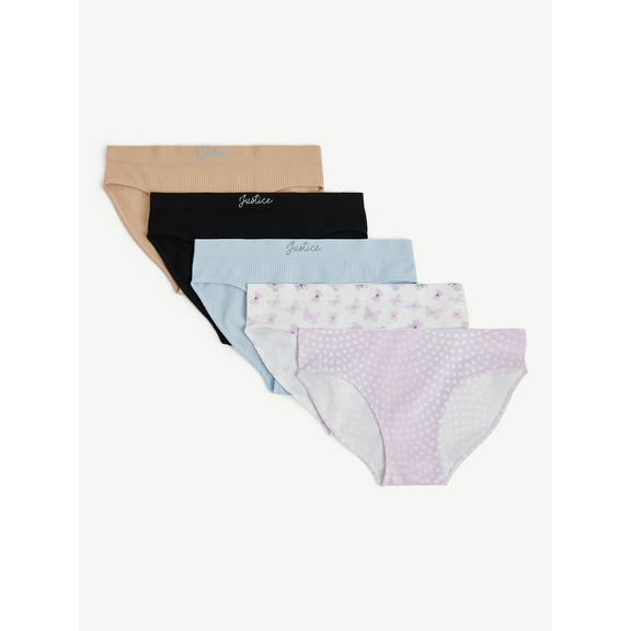 Justice Girls Seamless Bikini Undies, 5-Pack, Sizes 6-16