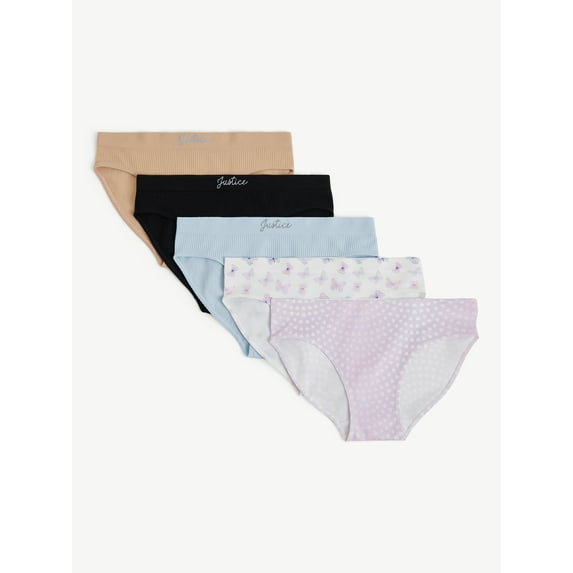 Justice Girls Seamless Bikini Undies, 5-Pack, Sizes 6-16