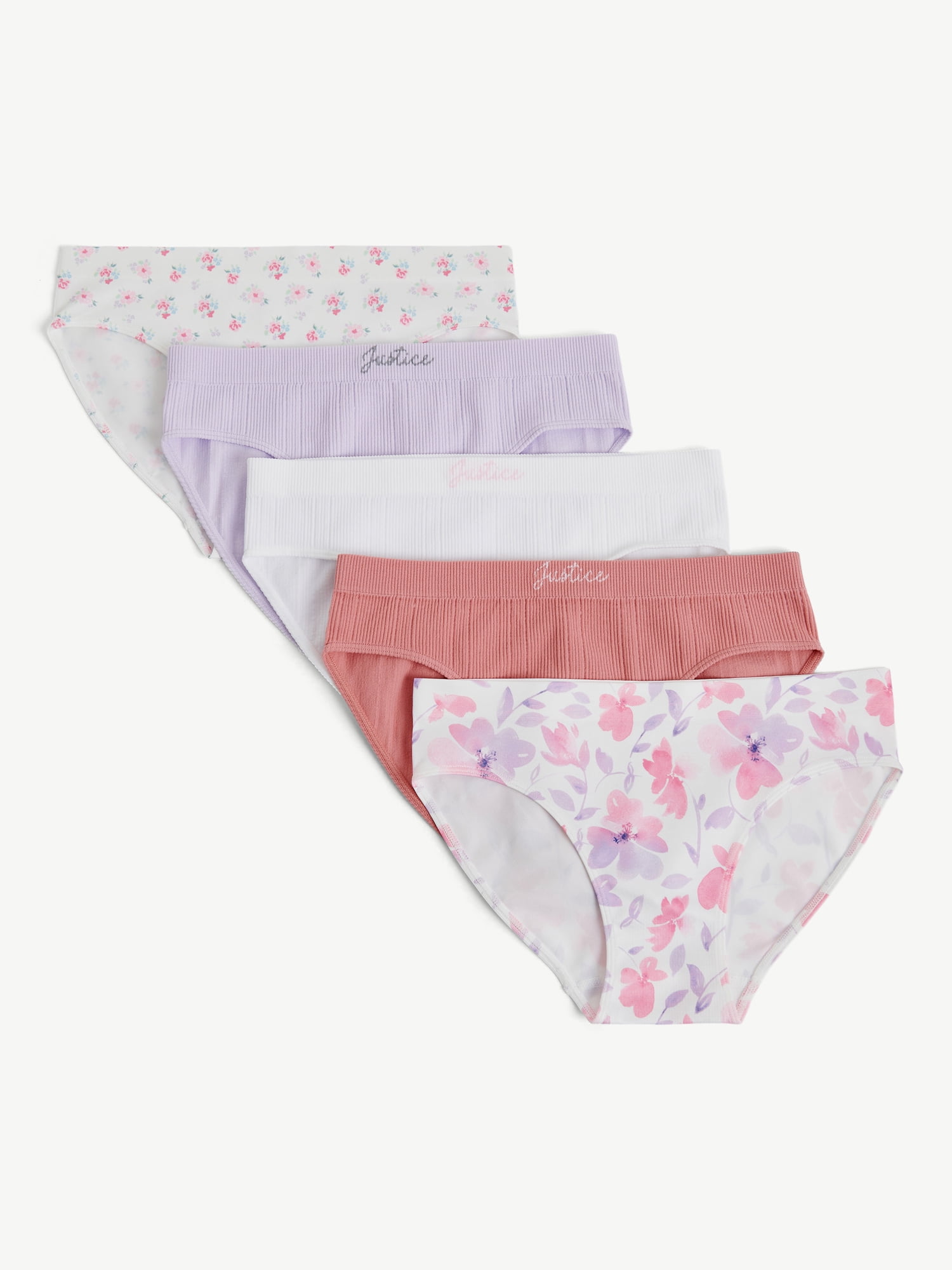 Justice Girls Seamless Bikini Undies, 5-Pack, Sizes 6-16