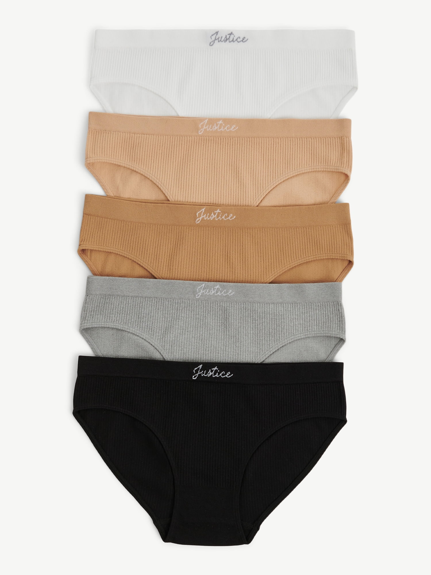 Justice Girls Seamless Bikini Undies, 5-Pack, Sizes 6-16
