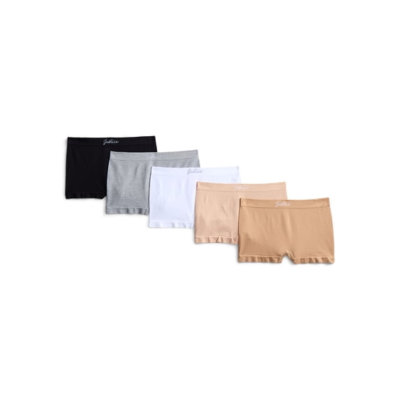 Justice Girls Seamless Shortie Undies, 5-Pack, Sizes 6-16