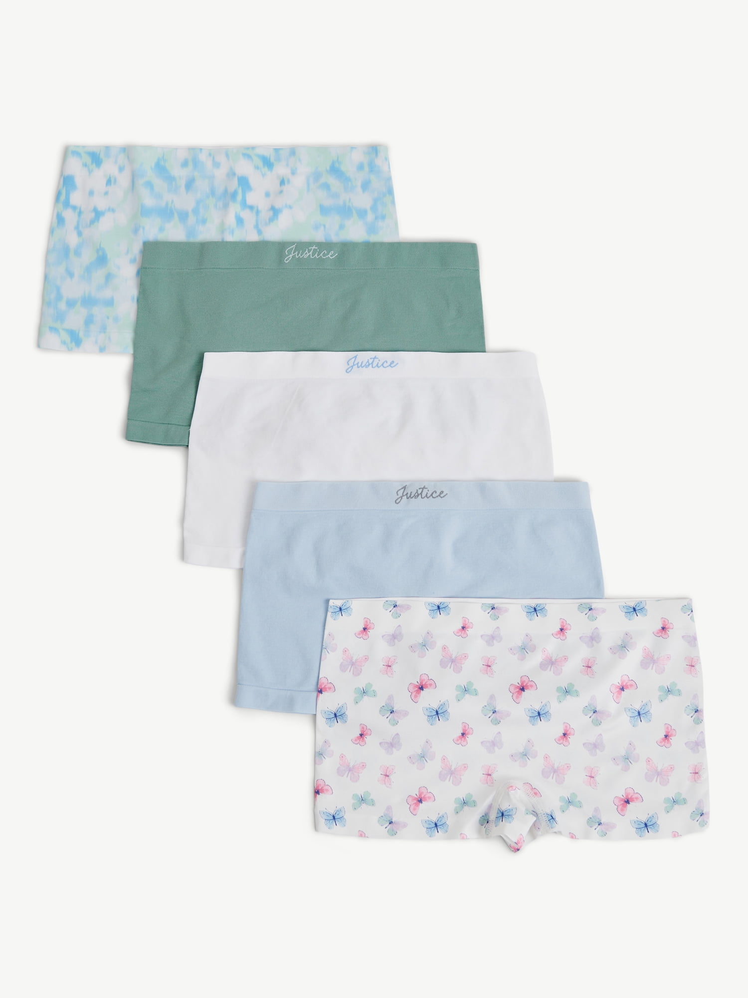 Justice Girls Seamless Shortie Undies, 5-Pack, Sizes 6-16