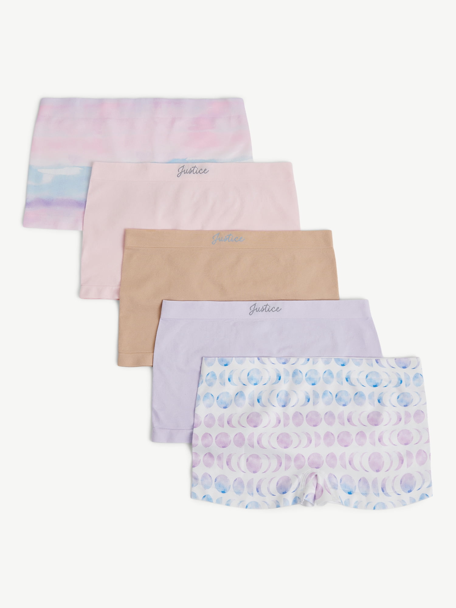 Justice Girls Seamless Shortie Undies, 5-Pack, Sizes 6-16