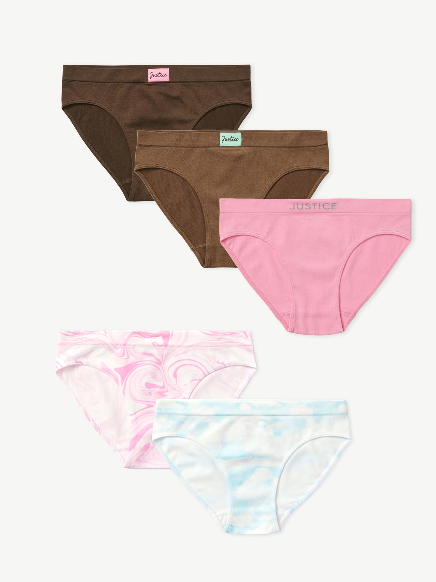 Justice Girls Shades Collection Bikini Undies, 5-Pack, Sizes 6