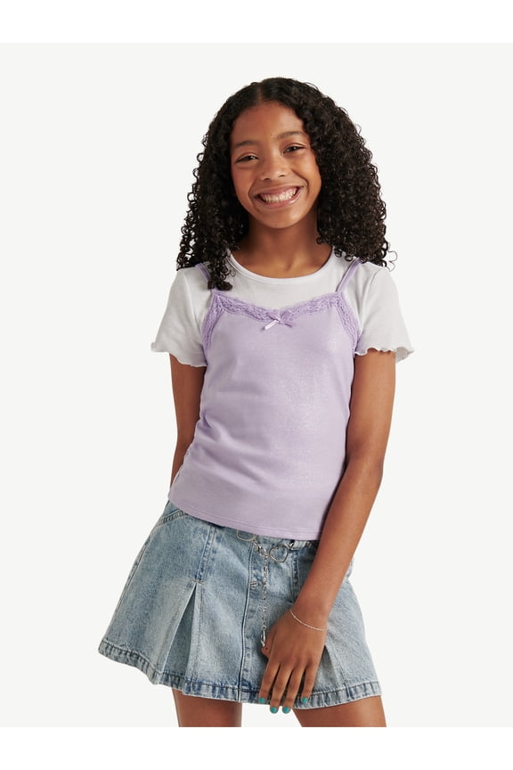 Girls Shine Rib Twofer, Sizes XS - XLP
