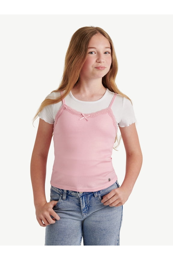 Girls Shine Rib Twofer, Sizes XS - XLP