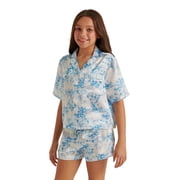 Girls Short Sleeve Button Top and Shorts Pajama Set, 2-Piece, Sizes 5-18