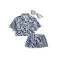 thumbnail image 1 of Justice Girls x NASCAR Short Sleeve Button Top, Shorts and Eye Mask Pajama Set, 3-Piece, Sizes 5-18, 1 of 3