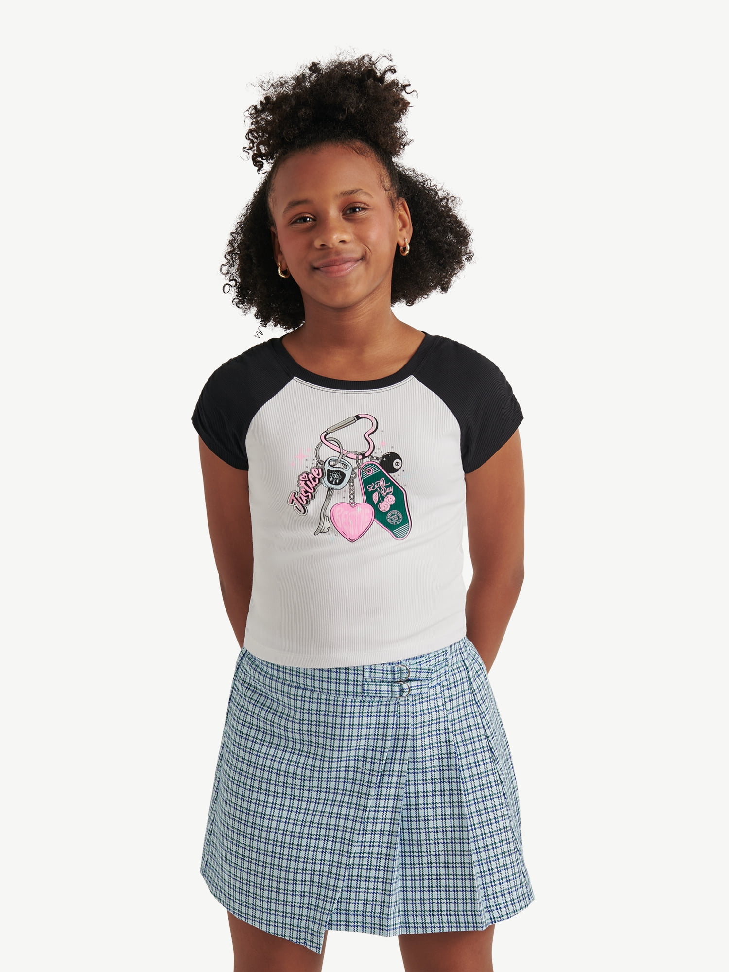 Justice Girls Short Sleeve Raglan Tee, Sizes XS - XLP