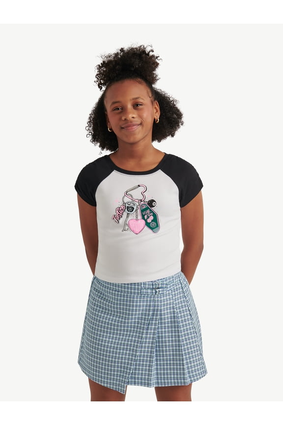 Girls Short Sleeve Raglan Tee, Sizes XS - XLP