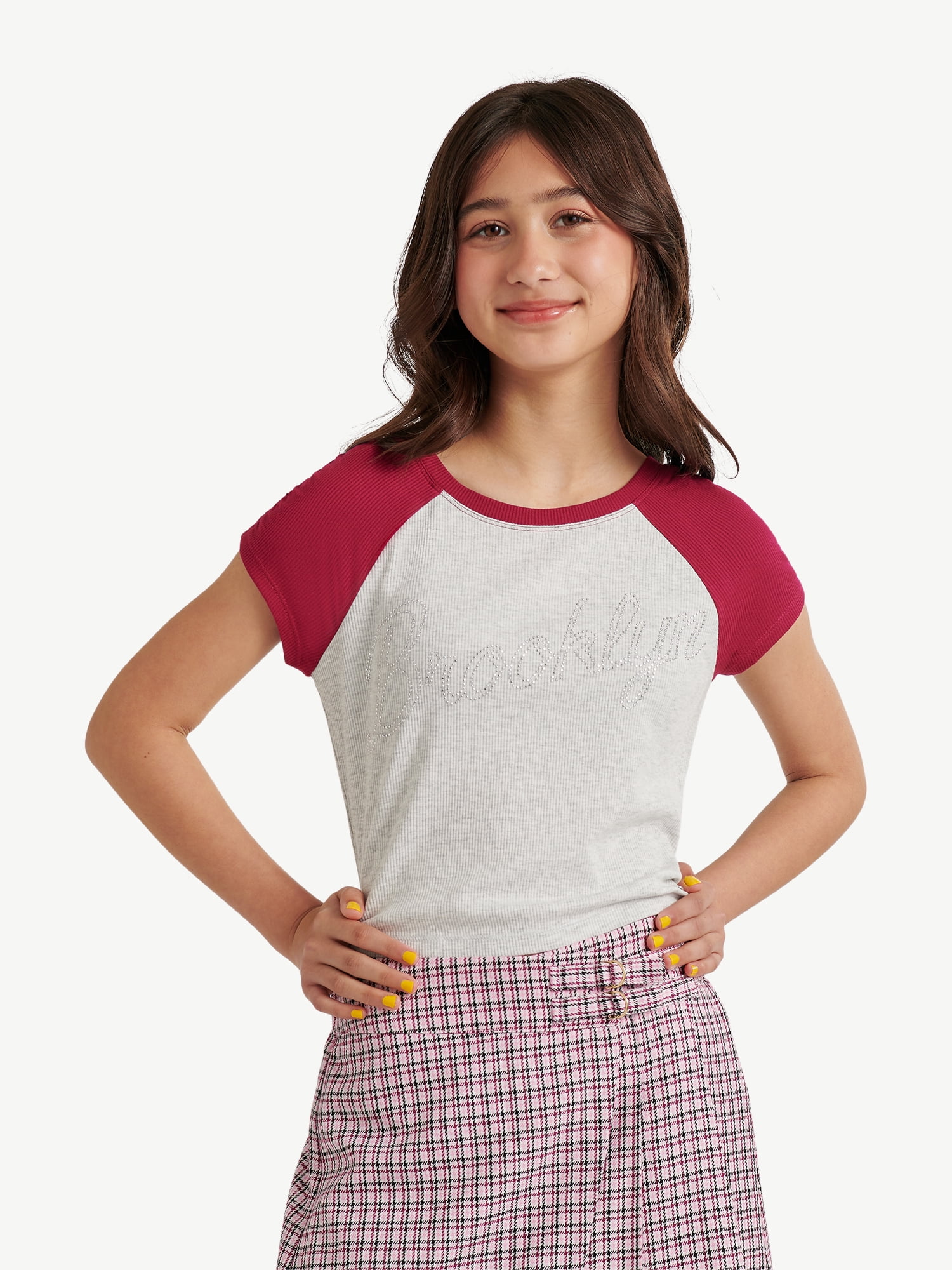 Justice Girls Short Sleeve Raglan Tee, Sizes XS - XLP