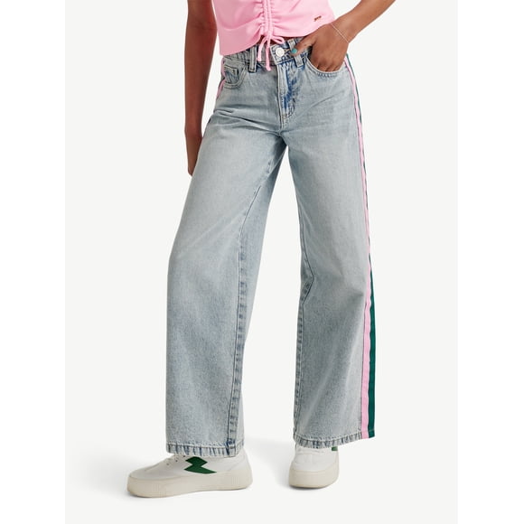Justice Girls Side Stripes Textured Jeans, Sizes 6-18, Slim & Plus