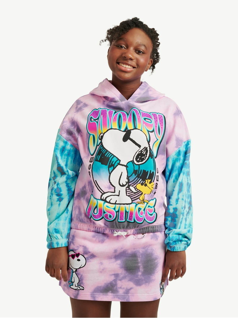 Justice Girls Snoopy Cinch Hem Hoodie - Drawstring Waist - Walmart.com