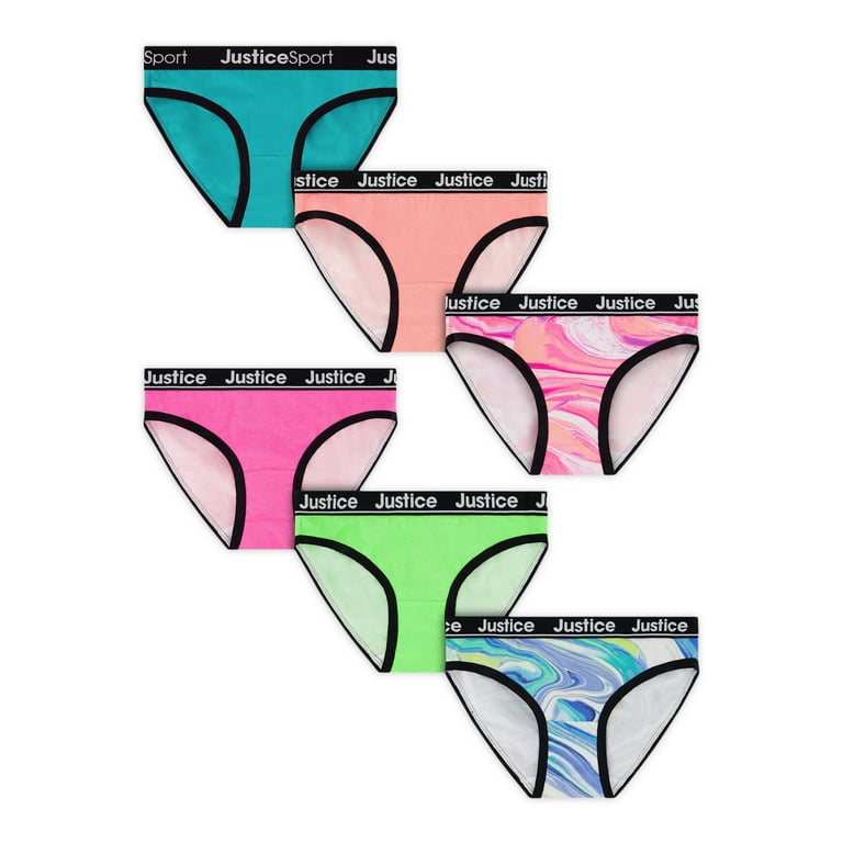 Justice Girls Bikini Underwear, 5-Pack, Sizes 6-16 