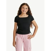 JUSTICE Girls Square Neck Short Sleeve Top, Sizes XS - XLP