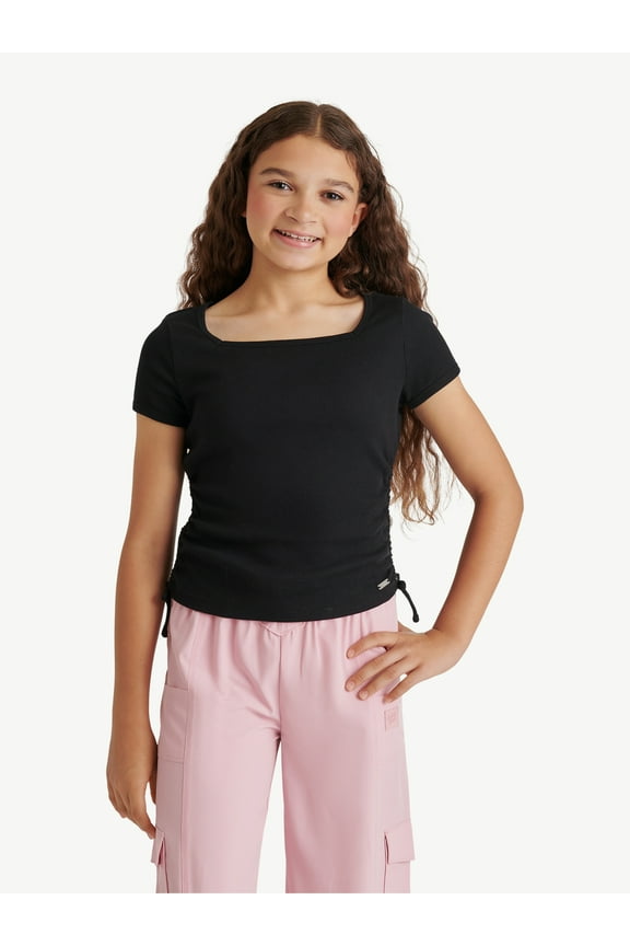 Girls Square Neck Short Sleeve Top, Sizes XS - XLP