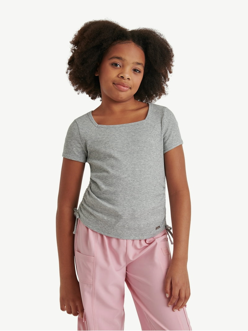 Justice Girls Square Neck Short Sleeve Top, Sizes XS-XLP