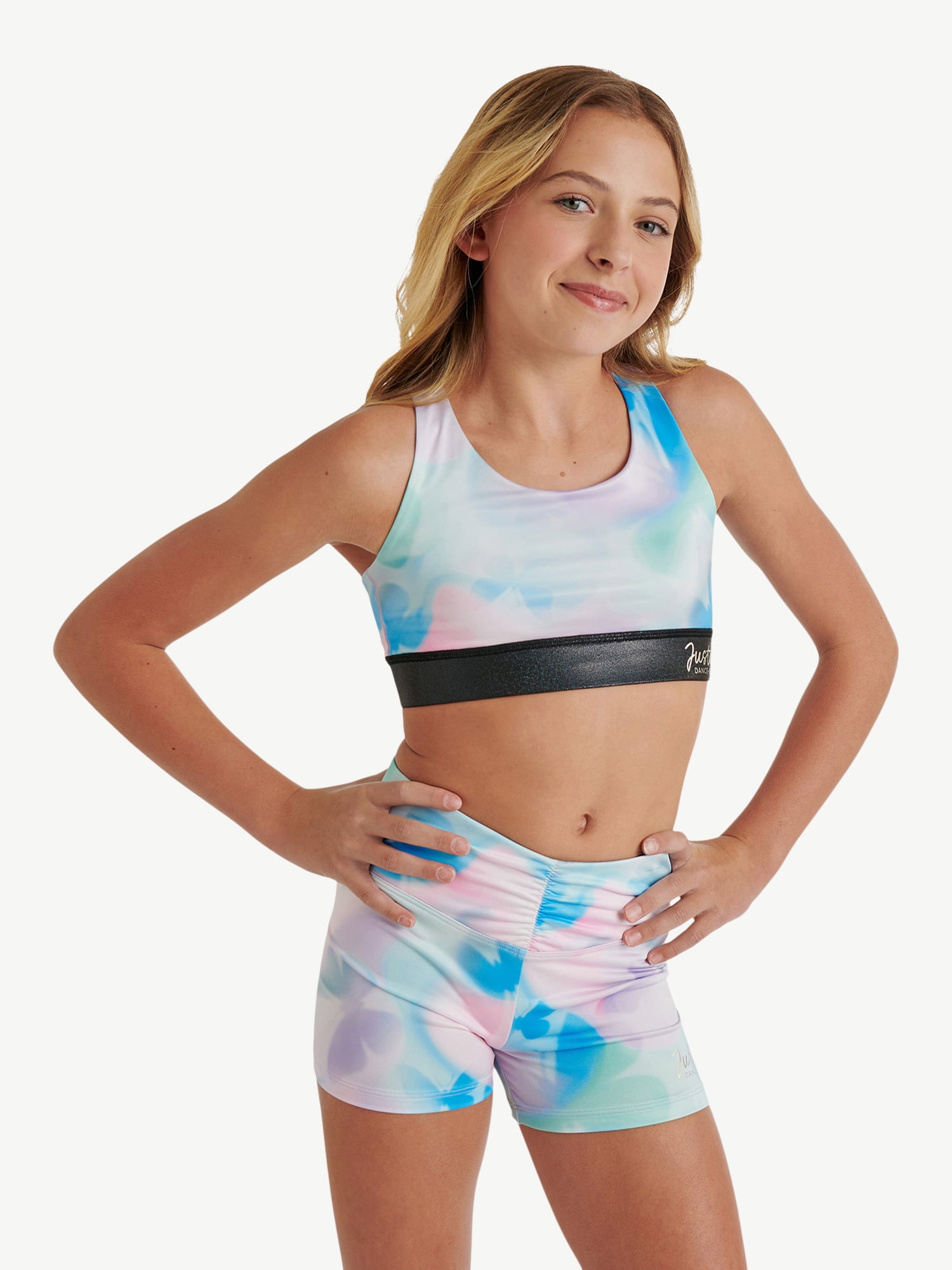 Justice Strappy Back Sports Bra for Girls with Butterfly Print, Sizes XS-XL