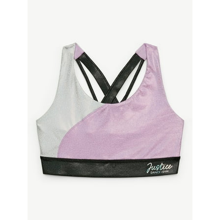 Justice Stretch Strappy Back Sports Bra for Girls, Sizes XS-XL