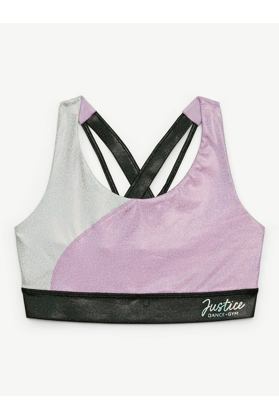Stretch Strappy Back Sports Bra for Girls, Sizes XS-XL