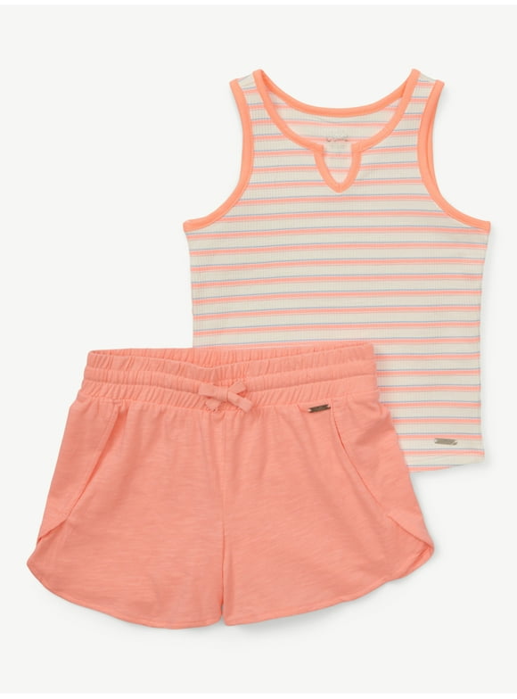 Girls Striped Tee & Short Set, Sizes XS - XLP