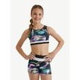 thumbnail image 1 of Justice Reversible Racerback Sports Bra for Girls with Swirl Print, Sizes XS-XL, 1 of 5