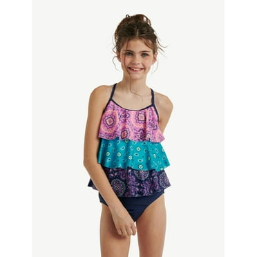 Justice Girls Tiered Tankini Swimsuit, 2 Piece, Sizes XS-XL