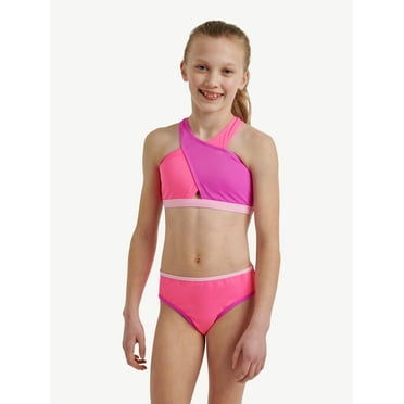 Justice Girls Two-Piece Color Blocked Halter Bikini, Sizes 5-18