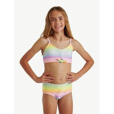 Justice Girls Two Piece Ombre Tie Front Bikini Swimsuit, Sizes XS-XL