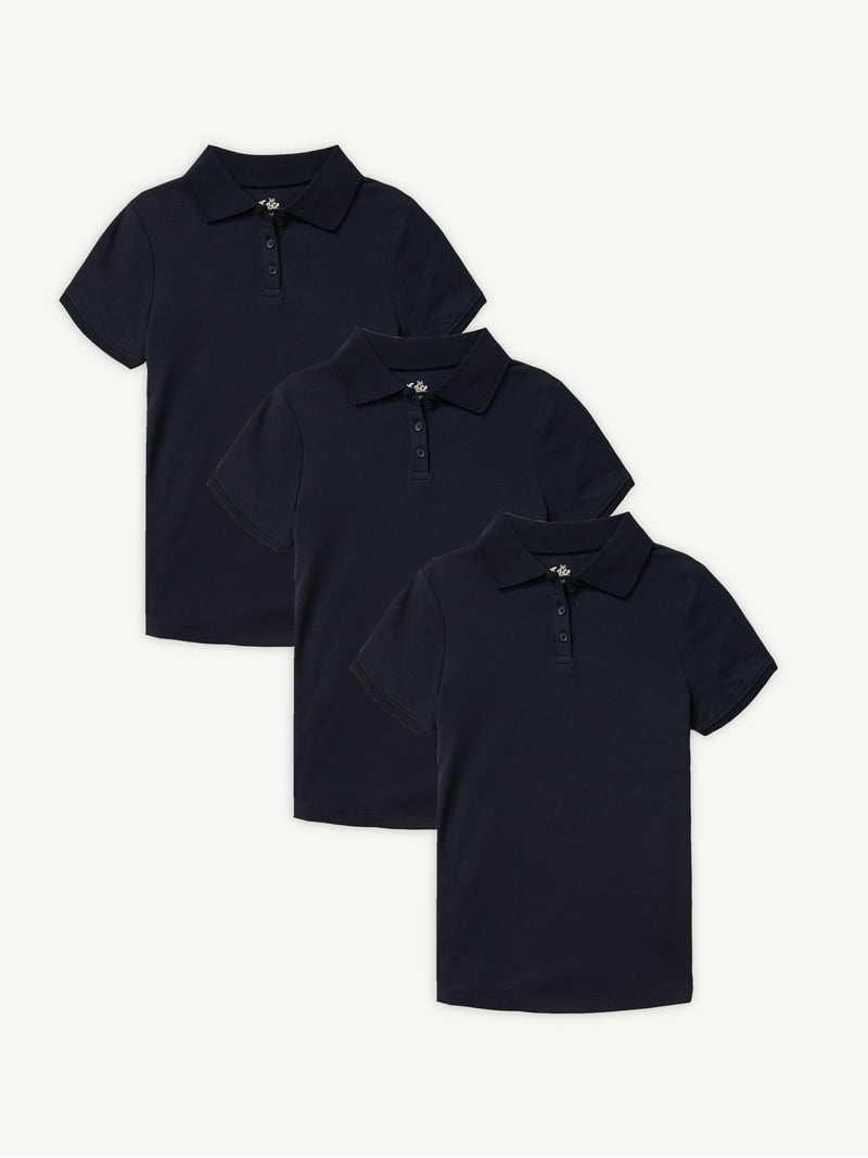 Free Shipping! Justice Girls School Uniform Polo Shirt 3-Pack