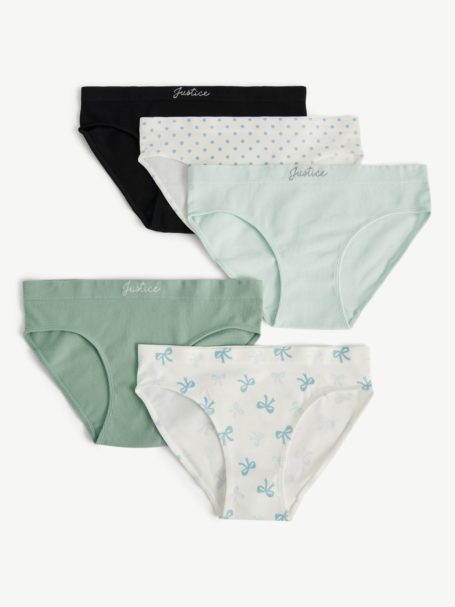 Justice Girls Variegated Seamless Bikini Undies, 5-Pack, Sizes 6-16
