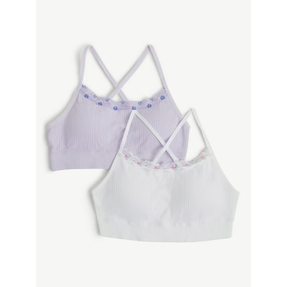 Justice Girls Varigated Seamless Rib Bra, 2-Pack, Sizes 28-38