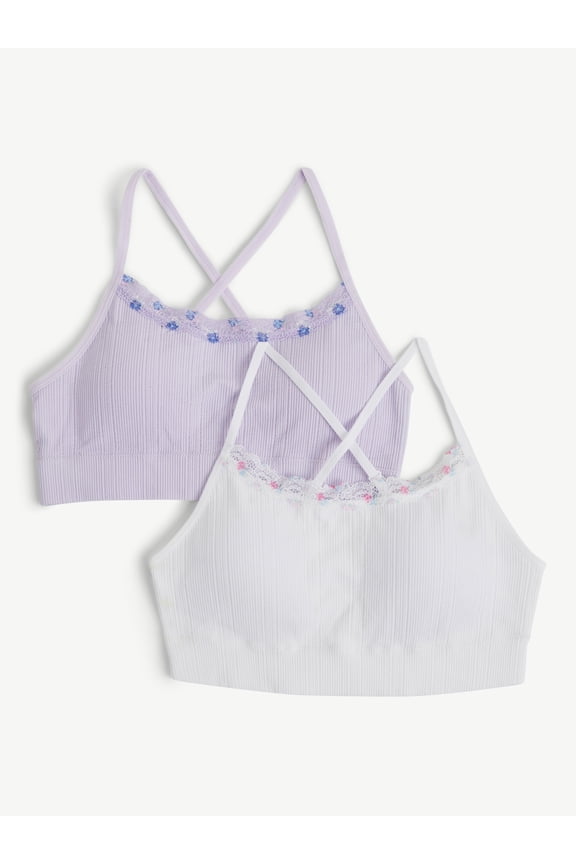 Girls Varigated Seamless Rib Bra, 2-Pack, Sizes 28-38
