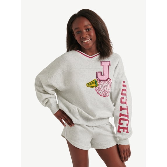 Justice Girls Varsity V-neck Sweatshirt, Sizes XS - XLP