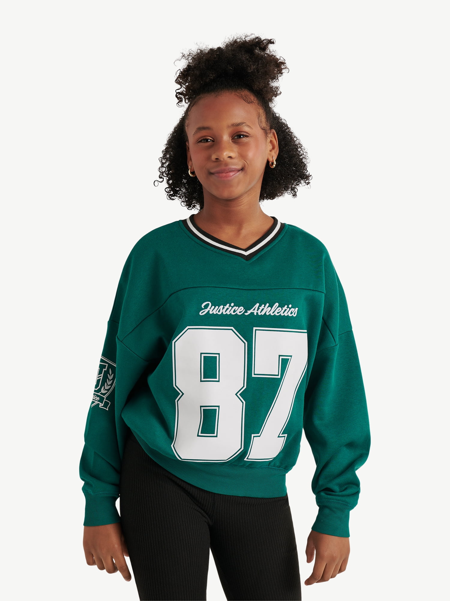 Justice Girls Varsity V-neck Sweatshirt, Sizes XS - XLP
